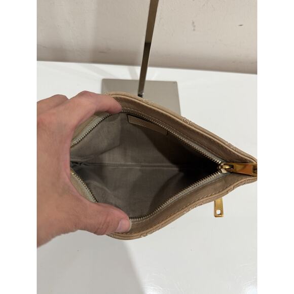 Marc Jacobs Quilted Calfskin Leather Wristlet Bag Beige Women's Compact - Picture 7 of 14